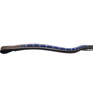 Bande de sourcils de cheval décorée de cristal durable de luxe rembourré diamant incurvé Western Halter équitation métal matériel avec des accents de cuir - Product Image 2