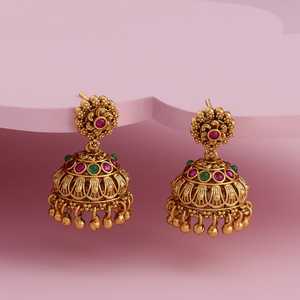Pendientes Colgantes Vintage con Diseño Floral, para Bodas y Eventos Religiosos, de Cobre y Latón, con Perlas y Diamantes, Modernos y Étnicos - Product Image 2