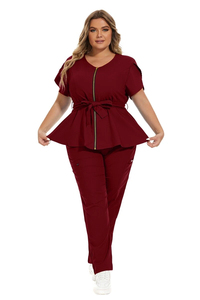 Conjunto de Uniforme Médico Ligero de Dos Piezas para Mujer, Blusa con Cuello en V y Pantalones Rectos, Uniforme de Trabajo para Doctoras, Enfermeras y Veterinarias, Conjuntos de Uniformes Médicos Personalizados - Product Image 5