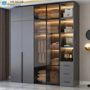 Armario de estilo moderno, armario de madera con puertas de cristal, armario de alta calidad, precio competitivo de tamaño completo - Product Image 5