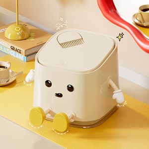 Poubelle de bureau mignonne et anthropomorphe <span class=keywords><strong>sur</strong></span> <span class=keywords><strong>roulettes</strong></span> avec couvercles, seau de rangement de 3 L pour usage domestique - Product Image 5