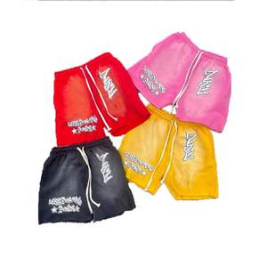 Pantalones cortos informales con lavado ácido para hombre 2023 logotipo personalizado 100% algodón suelto de talla grande patrón sólido con bordado Technics tipo lona - Product Image 5