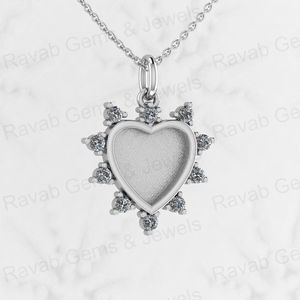 Solide 925 Argent 12mm Ensemble Coeur Semi Montage CZ Réglage Charme Pendentif pour Résine et Cendres Travail Mémorial DIY Bijoux Résultats - Product Image 4