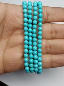 Tự Nhiên <span class=keywords><strong>Arizona</strong></span> Ổn Định Ngủ Vẻ Đẹp Màu Ngọc Lam Mịn Vòng Quả Bóng 3Mm Kích Thước Màu Xanh Đá Quý Màu - Product Image 5