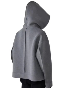 Prix d'usine – Nouveaux sweats à capuche zippés personnalisés style hip-hop pour l'hiver, coupe oversize courte et carrée, en coton épais – Fabricants - Product Image 3