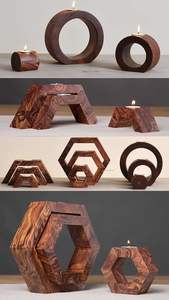 Support de bougie en bois, décoration d'intérieur, design moderne de luxe, couleur naturelle, haute qualité, personnalisable, best-seller - Product Image 6