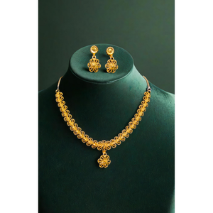 Conjunto de pendientes de collar de grado certificado con estilo único chapado en oro de 22 quilates para mujer, conjunto de pendientes de collar, joyería - Product Image 1