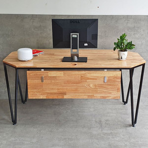 Bureau de direction en chêne en forme de L, style industriel contemporain de luxe BGD68073 - Product Image 3