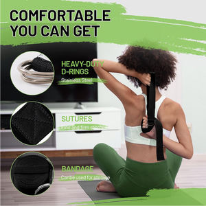 2025สีดำทึบมาใหม่เข็มขัดผ้าฝ้ายแบบปรับได้สำหรับยืดสายรัดโยคะฟิตเนสและกายภาพบำบัด - Product Image 3