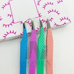 Pince à cils volume durable avec logo personnalisé pince à cils en acier inoxydable avec pointe pointue couleur personnalisée enduite - Product Image 2