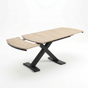Table à manger moderne en bois avec pieds en métal en forme de X, forme rectangulaire, 4 places, design minimaliste, meubles pour la maison - Product Image 3