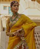 Élégant Faux Georgette Avec Séquence Et Miroir Travail Saree Fabricant En Gros Et Fournisseur De Surat