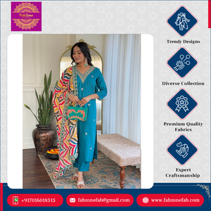 Conjunto de pantalón Dupatta de rayón de viscosa pura, bordado de codificación de secuencia de ropa paquistaní india de diseño tradicional moderno - Product Image 4