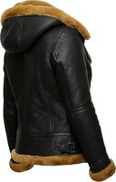 Veste aviateur en fourrure de mouton véritable pour femme, style bombardier B3, avec capuche amovible, en cuir marron