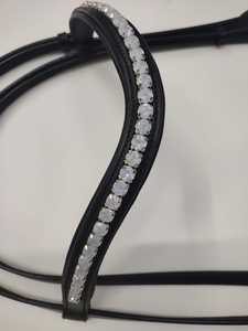 Équipement équestre de haute qualité serre-tête islandaise muserolle blanc laiteux 8mm pierre rêne disponible toutes les couleurs en cuir pour - Product Image 2