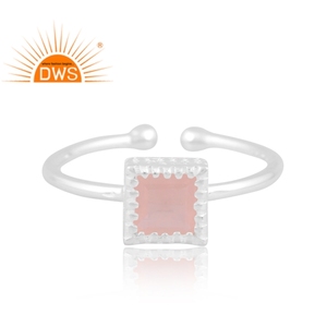Latest Design Fine <b>Sterling</b> <b>Silver</b> Natural Rose Quartz Gemstone <b>Adjustable</b> <b>Ring</b> Custom Jewelry For Women Gift For Her - Product Image 3
