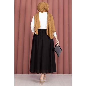 Black Sporty Pencil Pleat <b>Skirt</b> with Belt Pockets Breathable Summer Golf Outfit New Woolen Denim Chiffon Material Spring Fall - Product Image 4