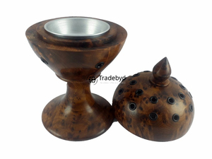 Tradebyd Brûleur Bakhoor en bois fait à la main Porte-encens arabe pour la méditation et la relaxation à la maison - Product Image 3