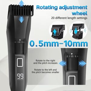 Tondeuse à barbe sans fil réglable sur 20 longueurs pour hommes, étanche, avec lame en T en acier inoxydable, tondeuse à poils du visage, alimentation par batterie USB - Product Image 5