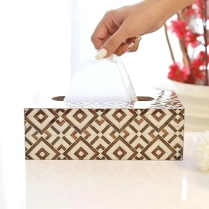 กล่องใส่กระดาษทิชชูไม้พิมพ์ลายมีนา ทนทาน เป็นมิตรกับสิ่งแวดล้อม |   ที่ใส่ผ้าเช็ดปากสไตล์โบฮีเมียนลายมีนาคารีงานฝีมืออินเดียสำหรับใช้ในบ้าน - Product Image 5