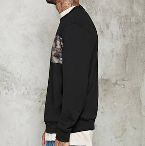 Nouveau haut polyvalent couleur contrastante coutures lâche épaule Style solide sweat-shirt pour hommes - Product Image 4