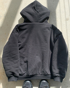 Logo personnalisé surdimensionné hommes sweats lourd fermeture éclair fourrure à capuche coton polaire goutte épaule Street Wear Style pour l'hiver - Product Image 5