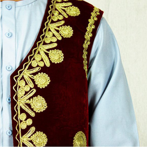 Gilet d'hiver sans manches pour homme, col en V, style afghan, élégant, fait main, broderie, respirant, séchage rapide, léger, OEM ODM - Product Image 3