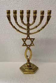 Stylish Brass Menorah Candle Holder Jewish Hanukkah <b>Lamp</b> Decorative Candle Stand Elegant Home Accent - Product Image 6