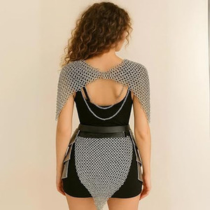 ชุดเกราะโซ่เหล็กโบราณแนวแฟนตาซียุคกลางเครื่องแต่งกายของผู้หญิงพร้อมสายรัดด้านบนและกระโปรงสีเงินของขวัญแฮนด์เมดสำหรับคอสเพลย์ - Product Image 5