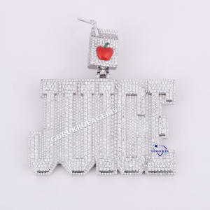 Colgante de letra más vendido, diseño personalizado, colgante de diamante cultivado en laboratorio de oro blanco de 14 KT, claridad VVS - Product Image 1