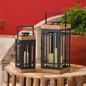 Iron Metal <b>Candle</b> Holder and Lantern With Beautiful Black Colour Creative Design for <b>Dinner</b> & Room Decor - Product Image 1