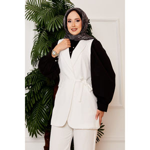 Conjunto de chaleco de satén blanco con lazo lateral - Product Image 2