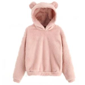 New Arrivals Women's Casual Pullover Long Sleeve Fleece Sweatshirt Warm <b>Bear</b> Shape Fuzzy <b>Hoodie</b> for Winter - Product Image 1