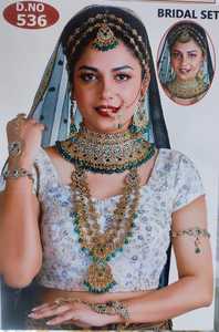 TRADITIONAL & FANCY ANTIQUE DESIGNER BRIDAL <b>JEWELLERY</b> GOLD PLATED and CZ ZIRCON BRIDAL WEDDING NECKLACE <b>SET</b> and FORWOMEN & <b>GIRL</b> - Product Image 2