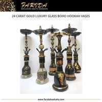 Nouveauté 2025 – Meilleure Qualité – Vase à Chicha Bohème en Verre Laqué Luxe Or Égyptien 24 Carats – Chicha Farida 30cm – Design Unique et Miniature