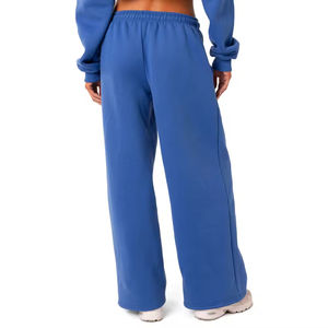 Pantalon de survêtement en polaire de poids moyen pour femmes, pantalon surdimensionné confortable avec large motif uni d'automne - Product Image 5