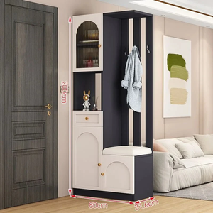 Meuble d'entrée en bois massif, armoire à chaussures intégrée, cloison murale moderne minimaliste, séparateur de salon - Product Image 1