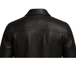 Chaqueta de Invierno de Cuero Genuino Original para Hombre, Cuello Alto, Logotipo Frontal, Último Diseño OEM, Cortavientos Elegante Personalizado de Alta Calidad - Product Image 5