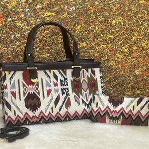 Sacs fourre-tout pour femmes en tissu jacquard respirant en polycoton, fil teint, sac à main, école, plage, tissage, utilisation pour la tapisserie - Product Image 1