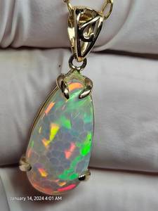 Grand collier en opale plaqué or 14 carats naturellement beau collier en cristal pendentif en or opale bijoux en argent sterling 925 - Product Image 4