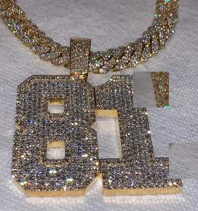 Colgante de nombre personalizado de alta calidad VVS Moissanite Diamond High Lustre Dos tonos Plata Oro Hip Hop Iced Charms para brillante - Product Image 2