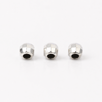 Perles découpées au laser de 2,5 mm, facettées, en argent sterling 925, pour la fabrication de bijoux, vente en gros