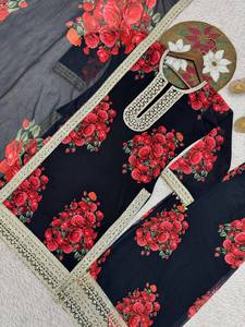 Elegante Salwar Kameez Moderno y Tradicional, Impreso en 3D, Tela Georgette, Precioso Diseño Pakistaní, Ropa Étnica para Fiesta, Sin Arrugas - Product Image 3