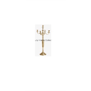 Luxe nouveauté maison décorative église et mariage pièce maîtresse candélabre table laiton couleur or avec 5 bougeoirs - Product Image 1
