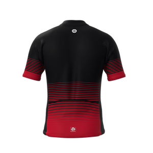 Maillot de cyclisme recyclé pour homme Rouge délavé et noir - Vêtement de sport sublimé respirant et léger à manches courtes - Product Image 4