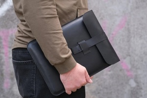 Handmade Genuine Leather Laptop Sleeve for <b>Office</b> Work Business & Travel Messenger <b>Computer</b> Pouch Covers Elegant Case Bag - Product Image 3