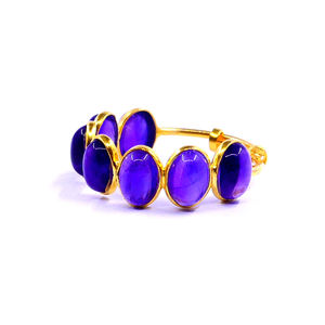 Anillo Ajustable de Plata de Ley 925 Sólida para Mujer, Chapado en Oro, con Gema de Amatista, Estilo Vintage, para Aniversario o Boda - Product Image 1