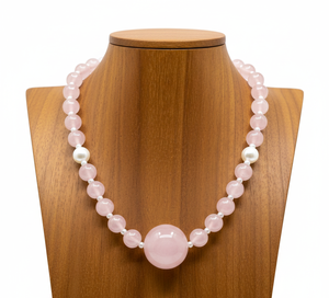 Hot Selling Unisex Silver 925 Gold Plated 18-Inch <b>Rose</b> <b>Quartz</b> Beaded Lock Hand-Knotted Certified Trendy Fashionable Gift - Product Image 5