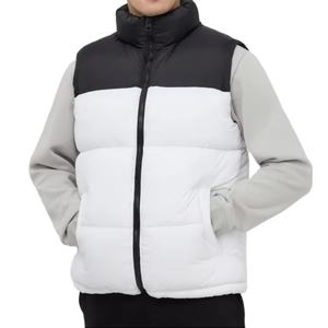 Chaqueta de hombre moderna de media manga acolchada con burbujas, cuello alto personalizado, cremallera, estilo bomber, para streetwear. - Product Image 1