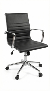 Chaise de bureau exécutive moderne avec cadre et accoudoirs pivotants réglables en acier inoxydable pour espace de travail - Product Image 5